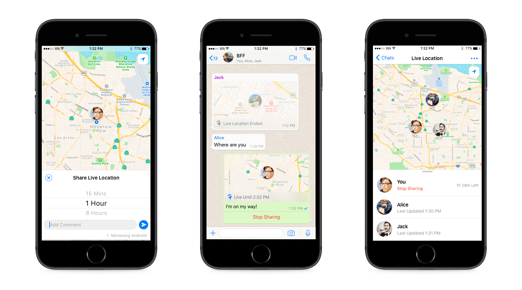 WhatsApp live location sharing
