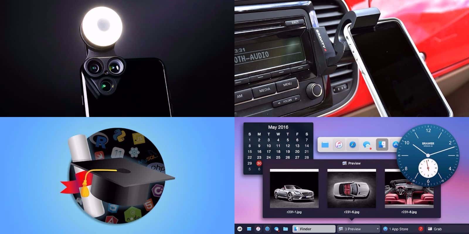 The week's best deals include a 3-lens attachment for iPhone, a massively customizable Dock upgrade, and more.