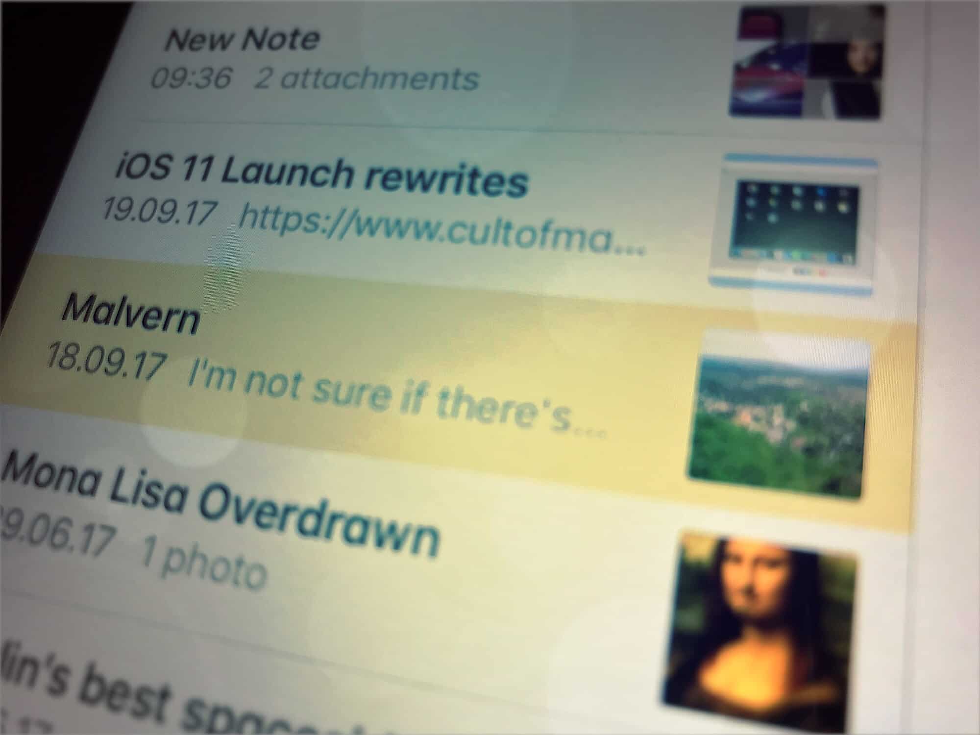 thumbnails in notes
