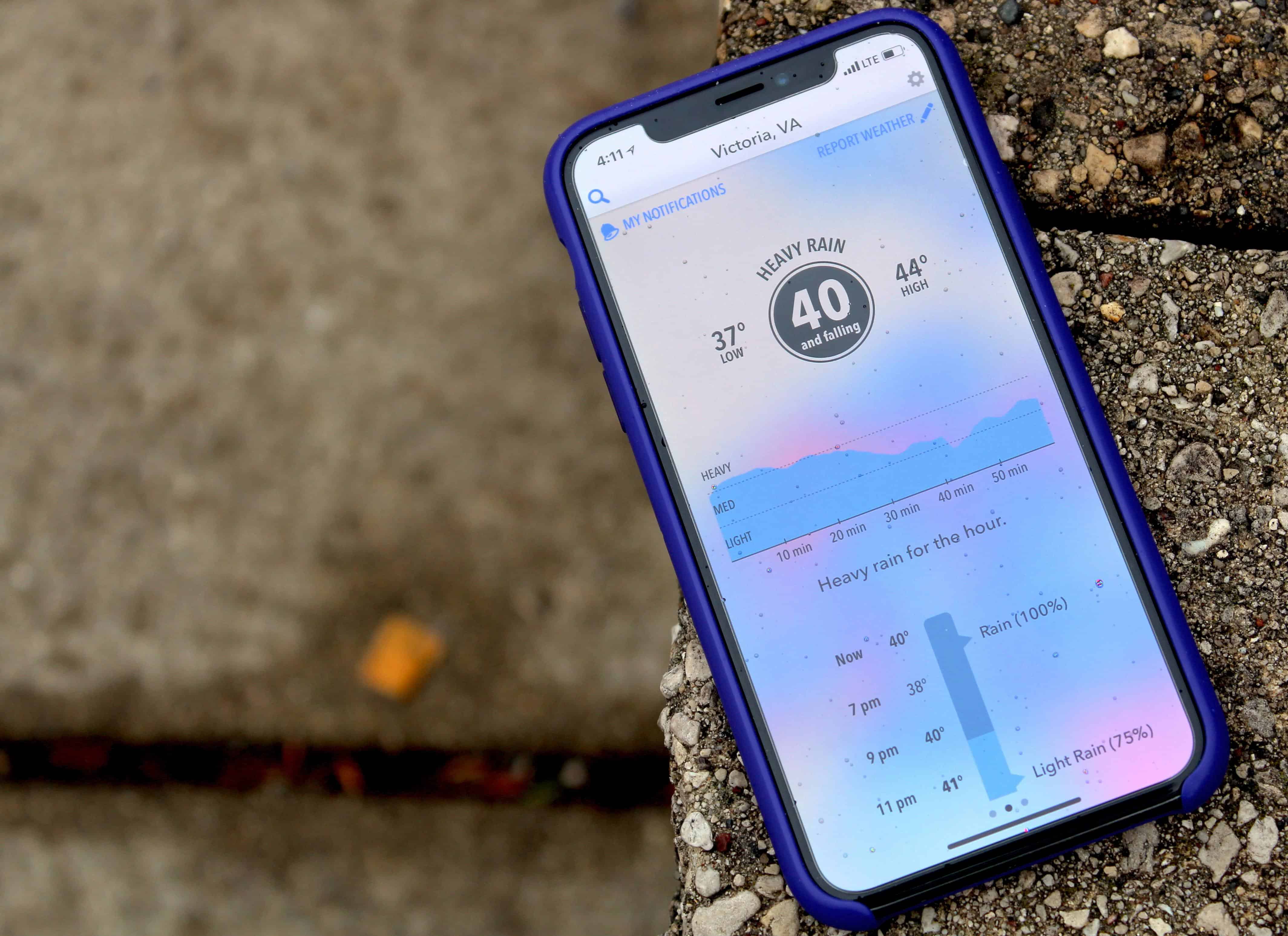 Dark Sky app on iPhone