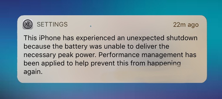 iPhone battery warning