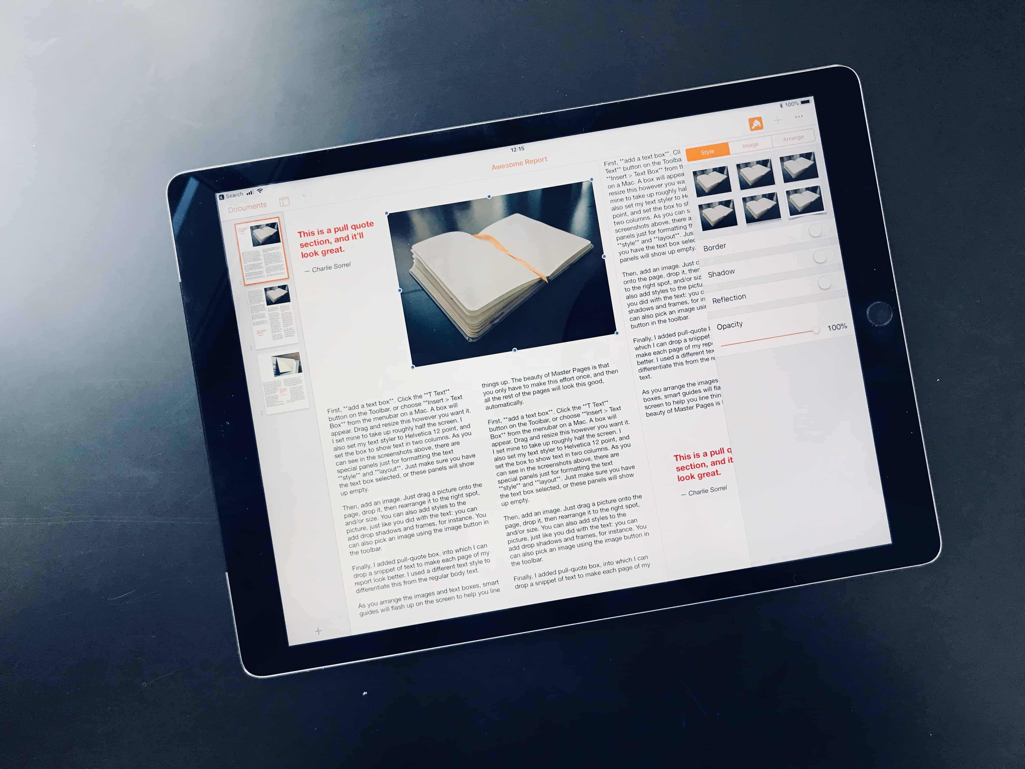 Now that Master Pages exist, Apple's Pages app for iPad and Mac may be the best 
