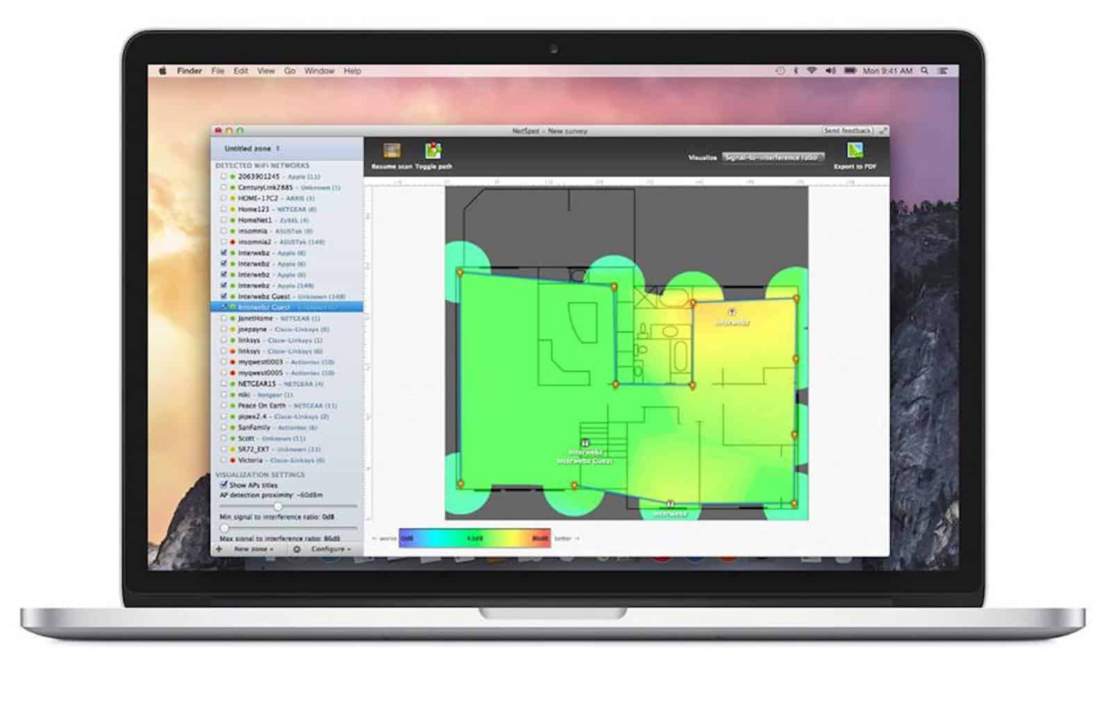 Identify and eliminate any weak spots in your home or office WiFi coverage.