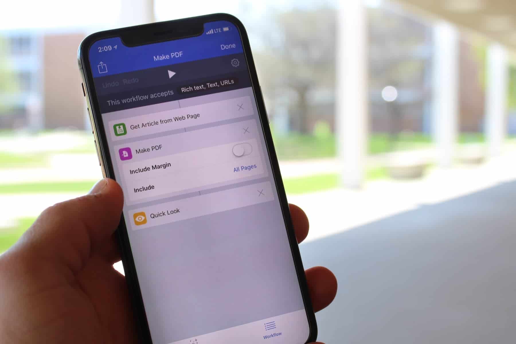 Workflow app Webpage to PDF action