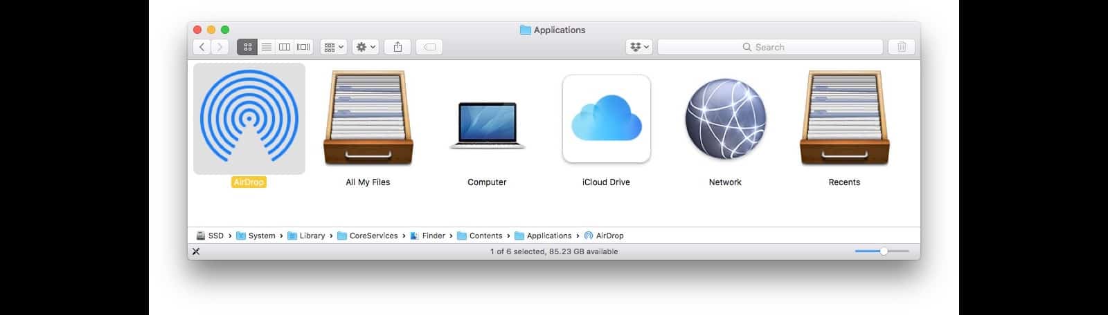 AirDrop shortcut