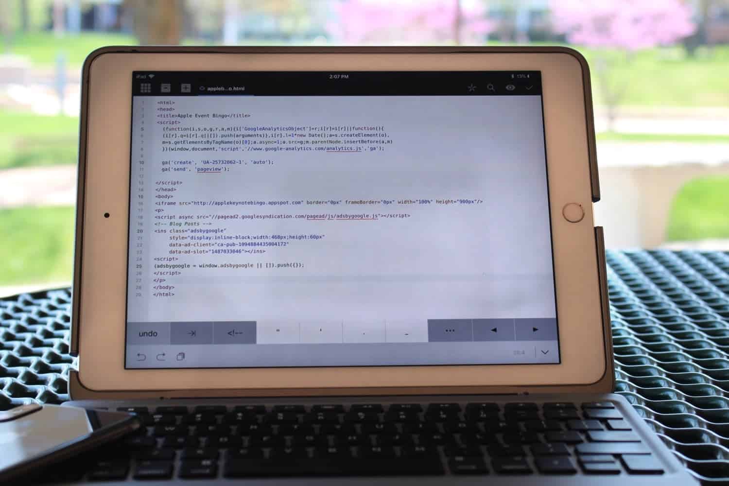 Coda html code editor iPad