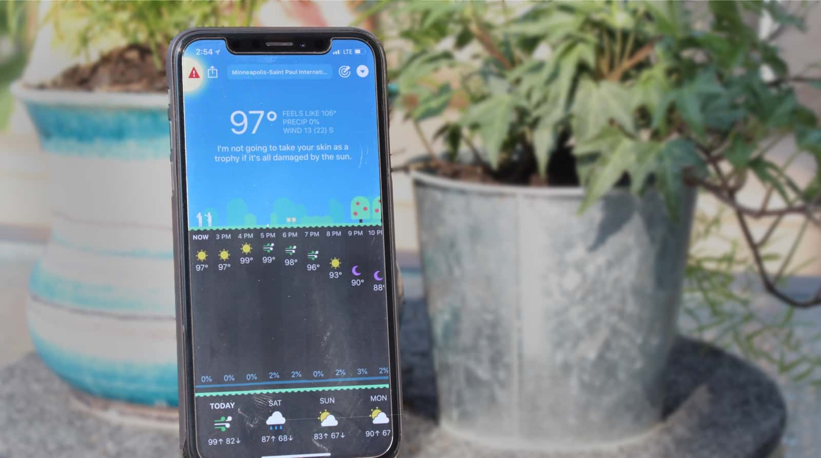 Carrot Weather forecast says its hot hot hot