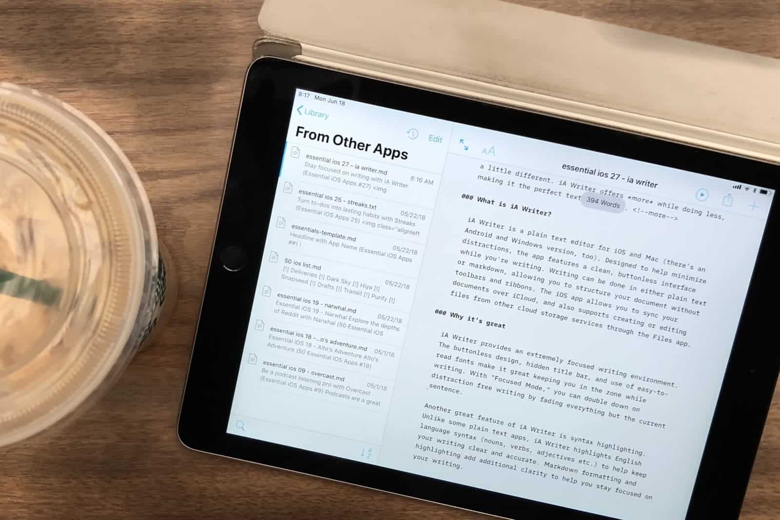 iA Writer on iPad