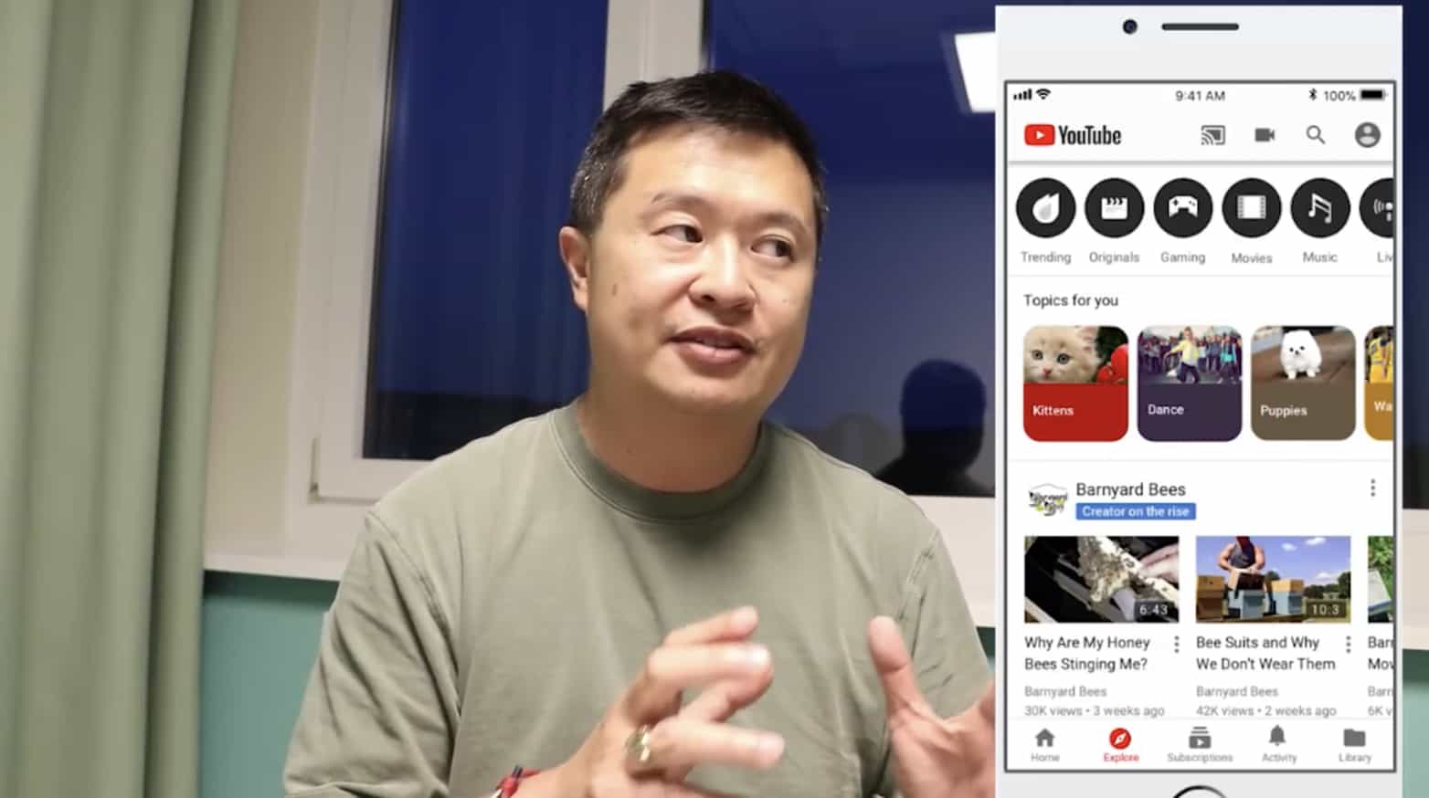 YouTube’s new Explore tab on iPhone