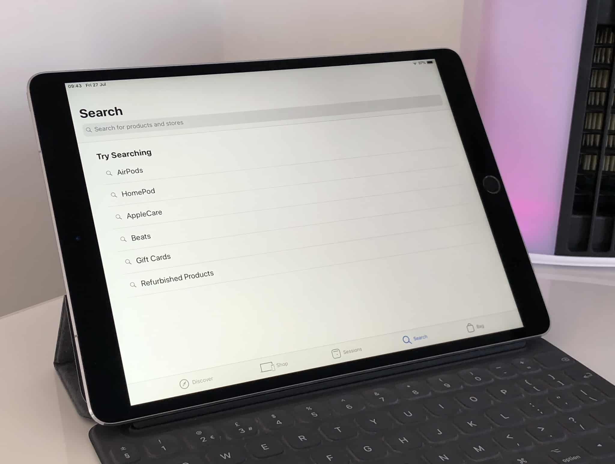 Apple Store app search suggestions