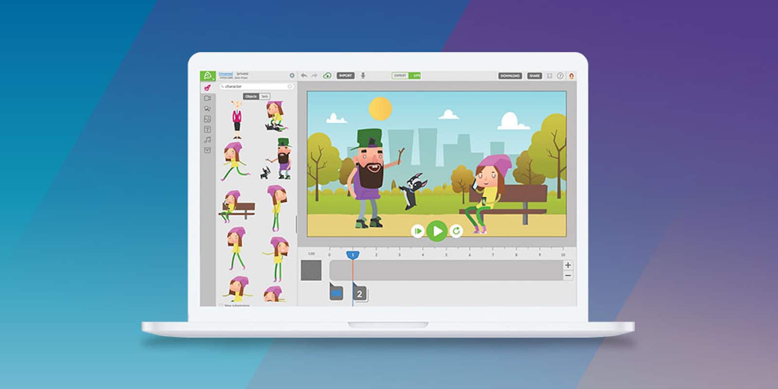 With this web-based editor you can easily create engaging animations for teaching, presentations, branding, and lots more.