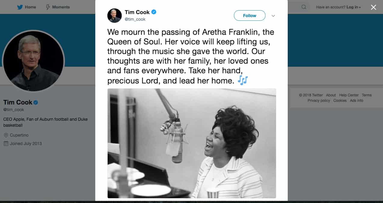Tim Cook tweet