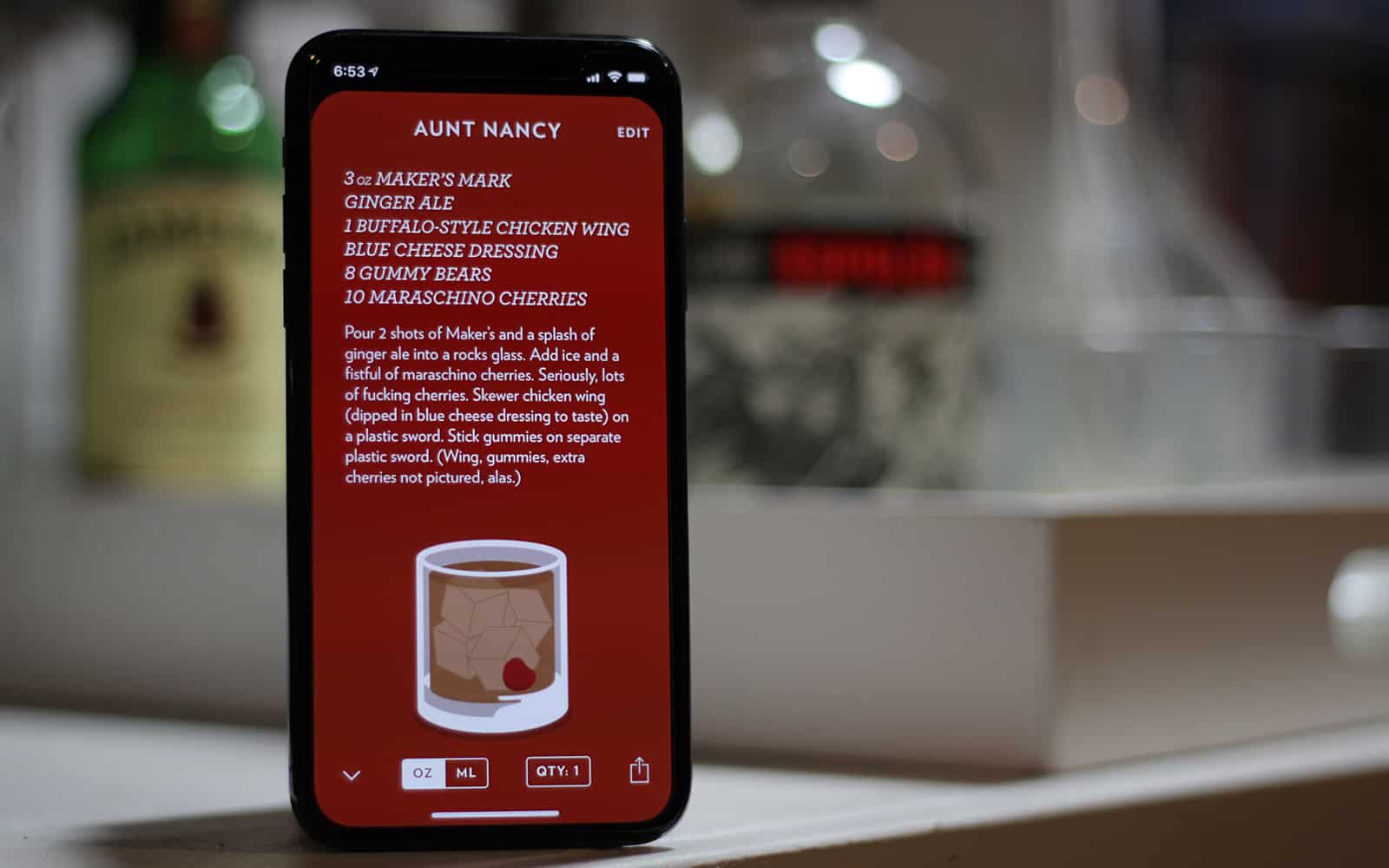 Highball app with small bar