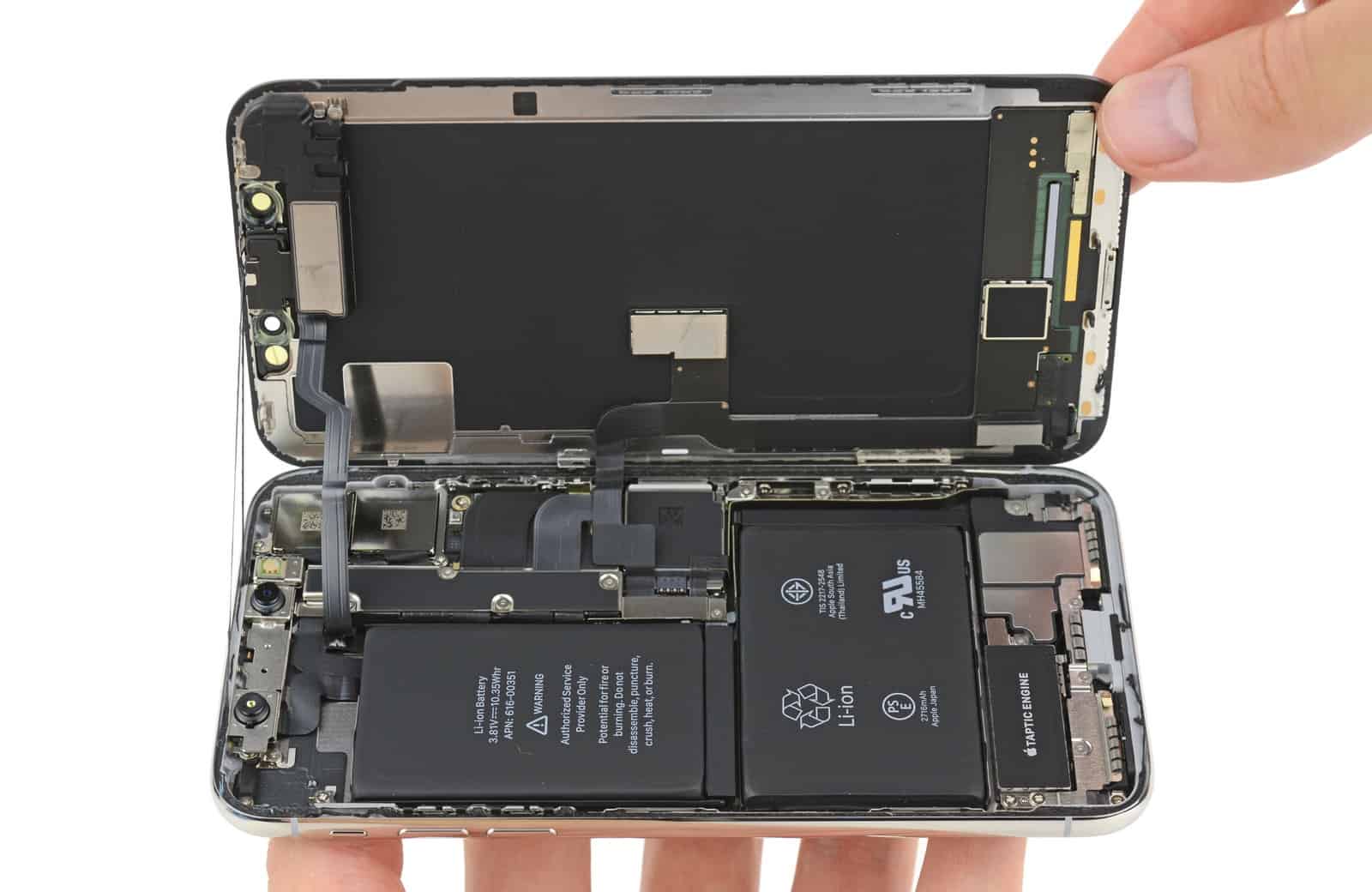 This opened iPhone X looks a lot like a snake's mouth. That's appropriate.