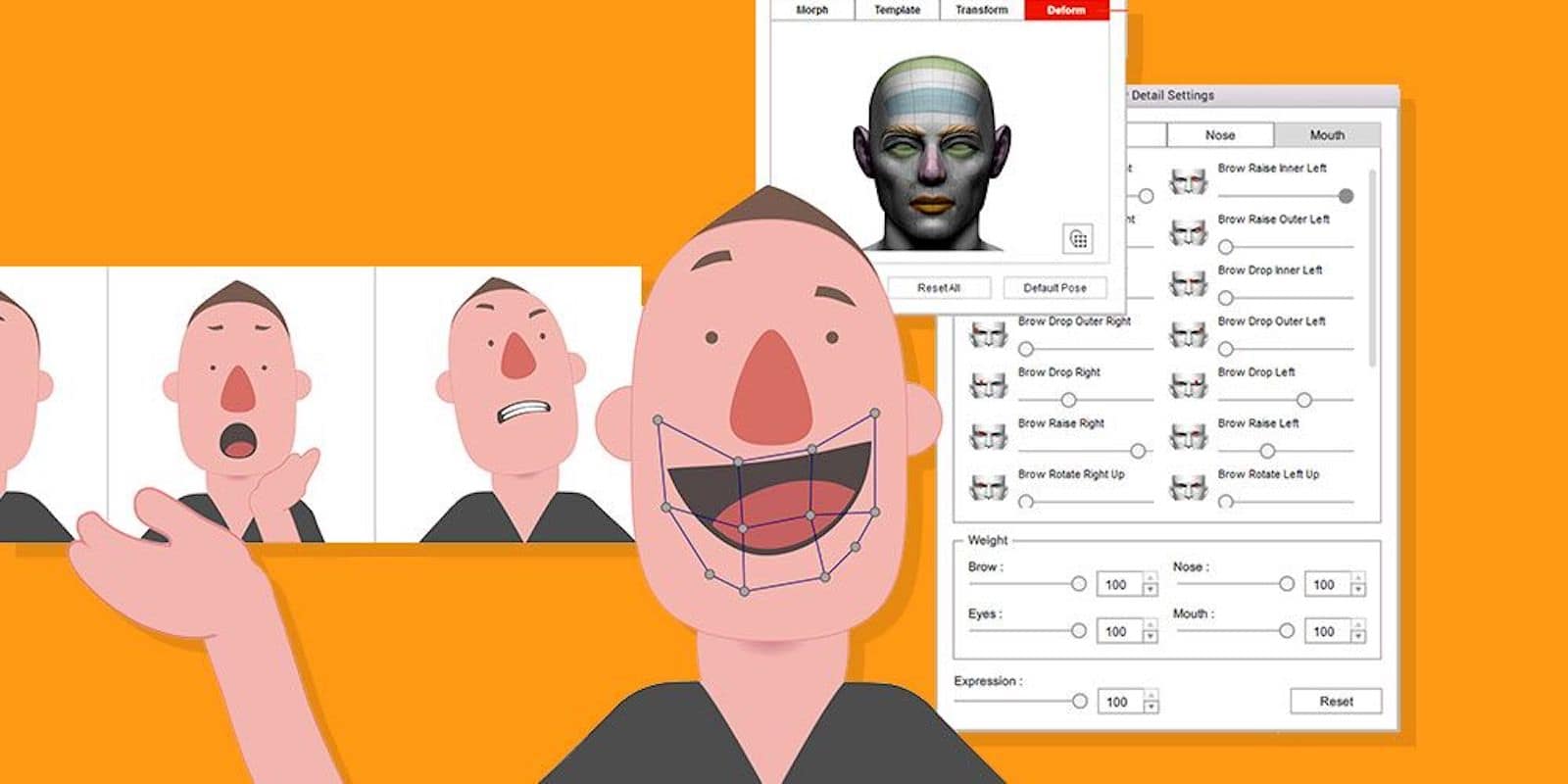 Easily create animations with fully articulated characters, and even Face Capture-powered facial movements and speech sync.