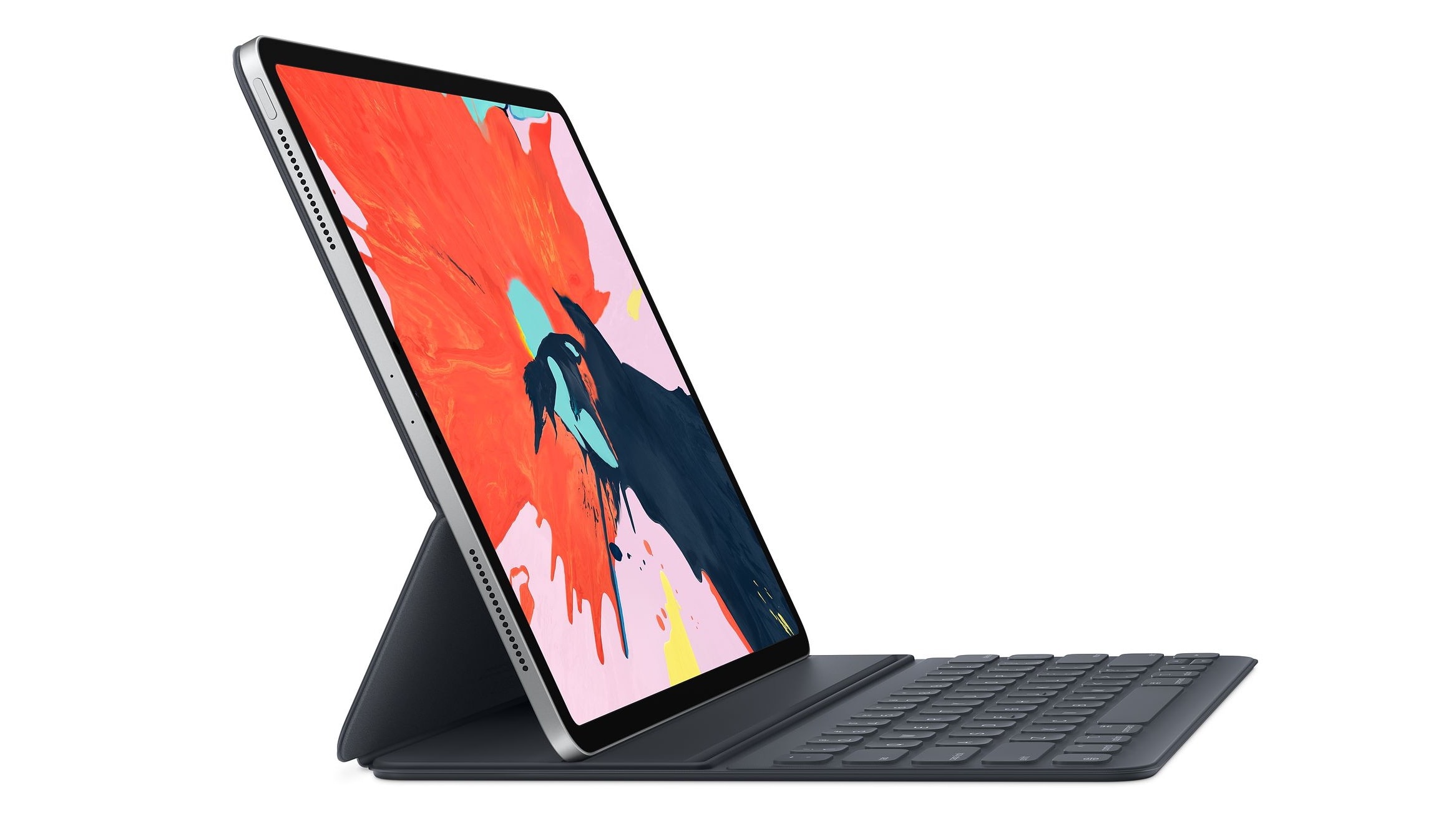 The Apple Smart Keyboard Folio arranged as a notebook computer.