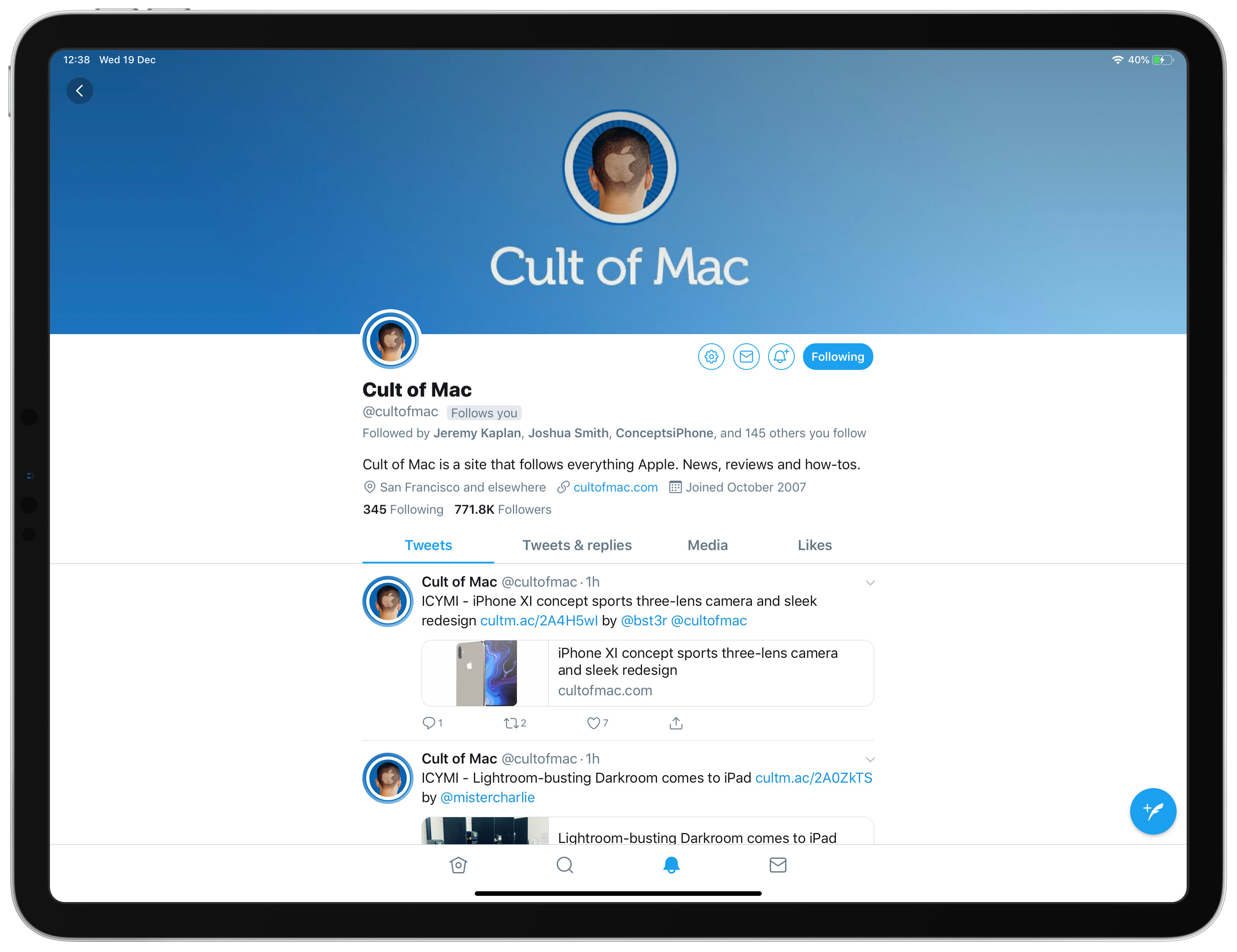 Twitter on iPad Pro