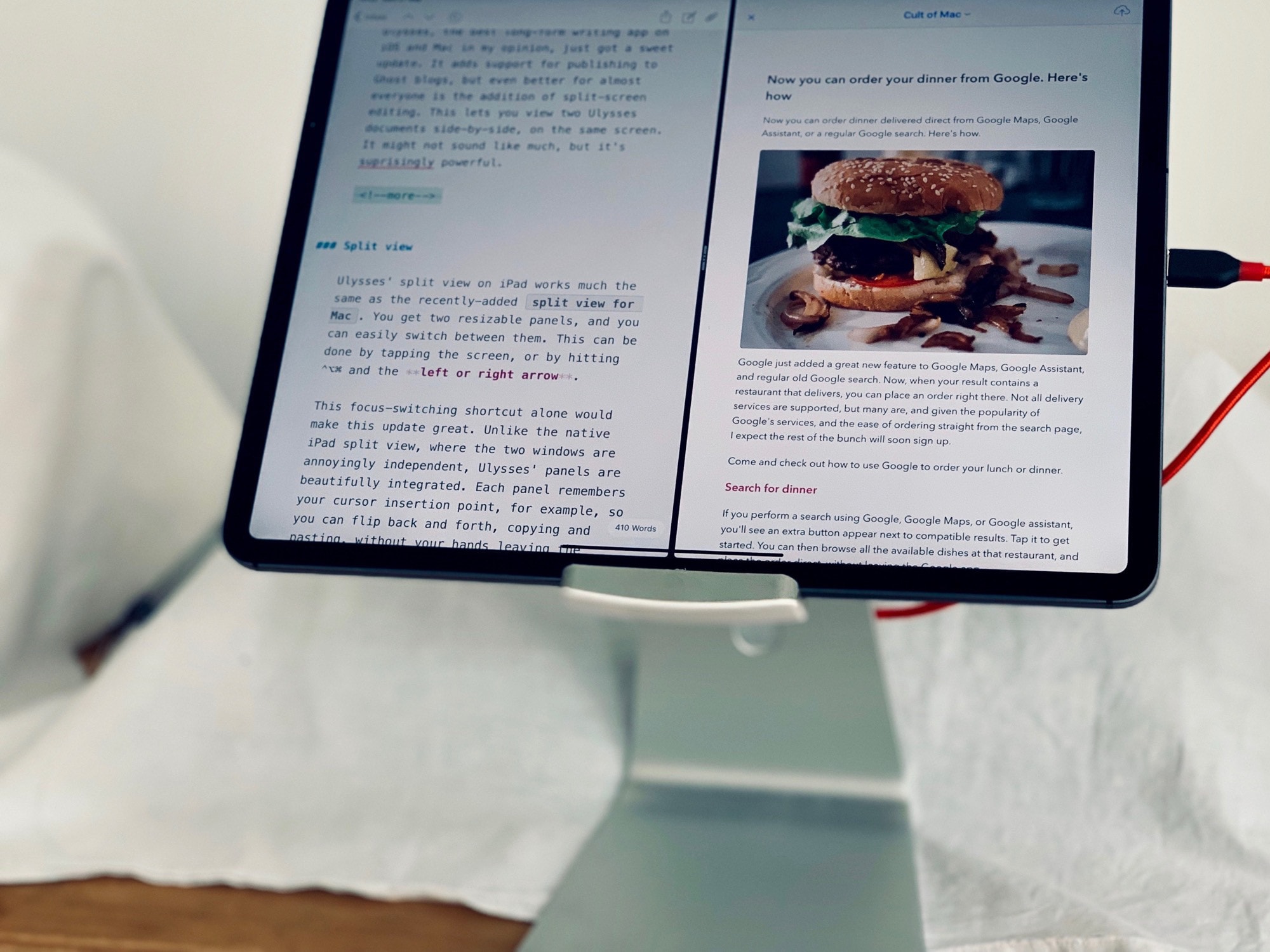Ulysses split view