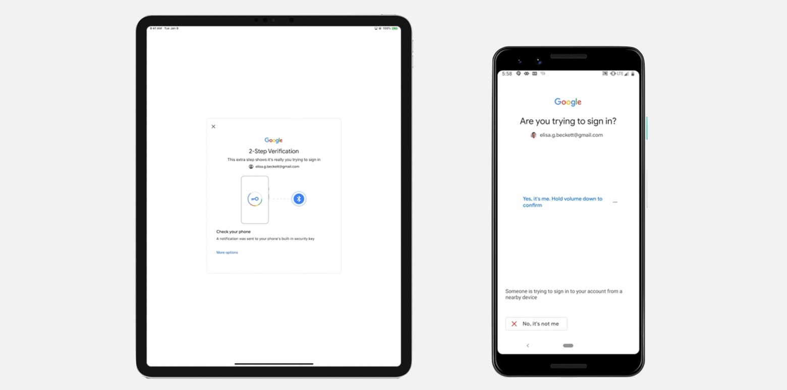 Google two-step verification system with iPad