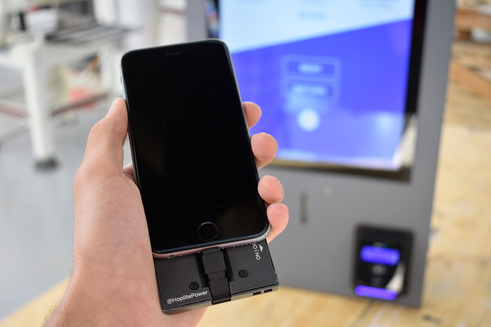 Hoplite Power portable charger on iPhone