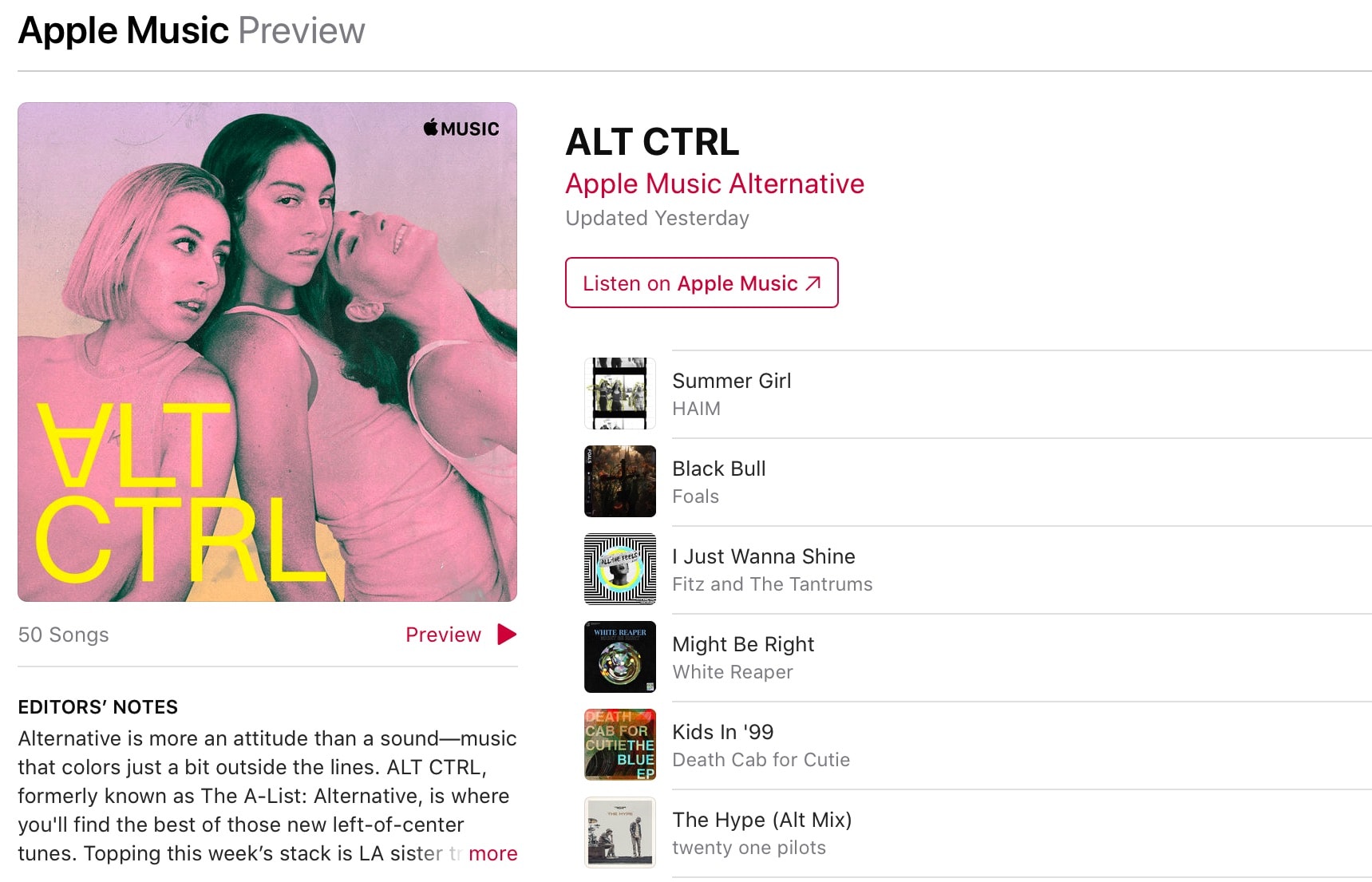 ALT CTRL playlist