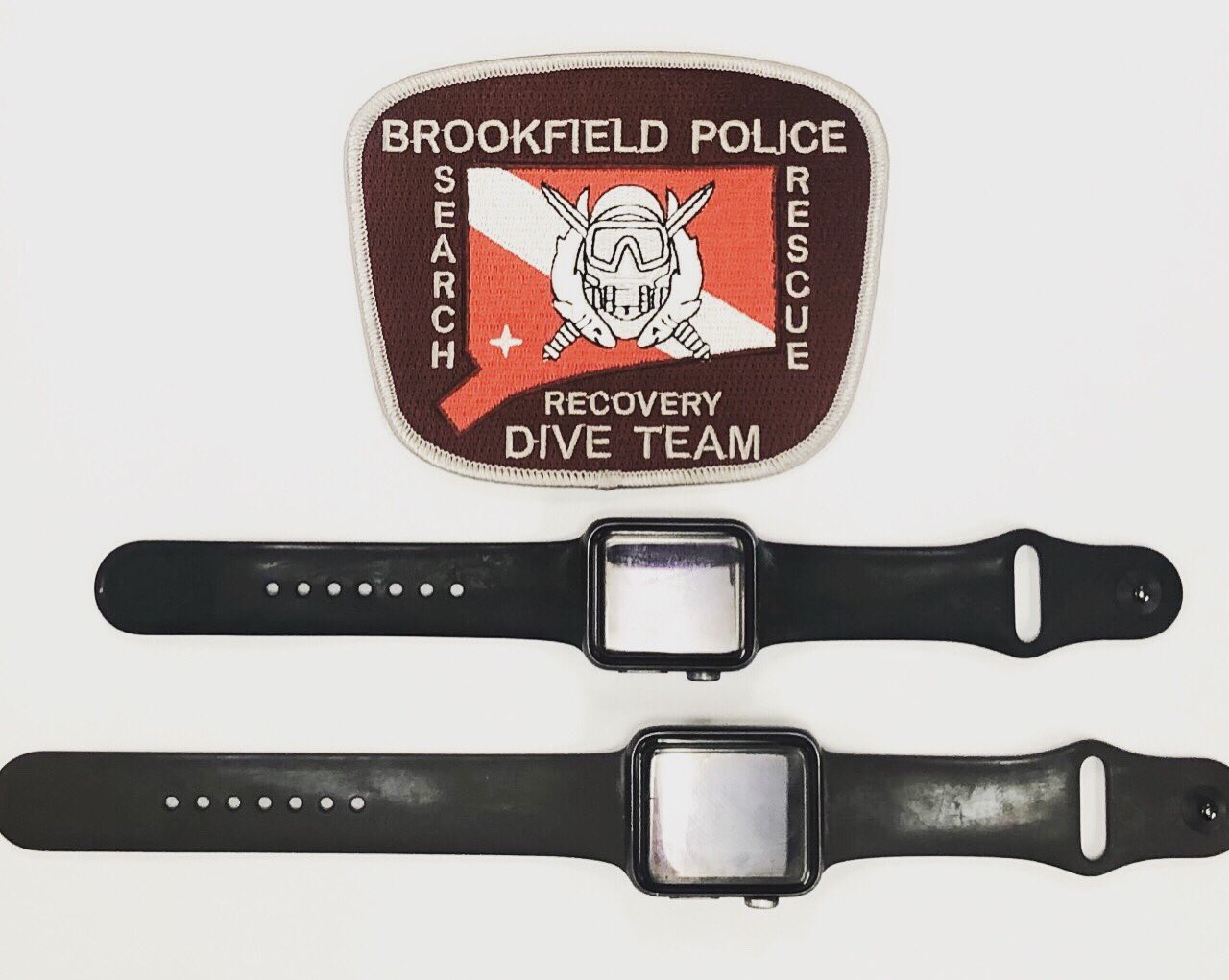 After two weeks underwater, the recovered Apple Watches in all their slightly damp glory.