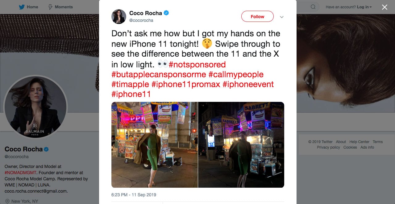 Twitter claim showing Night mode