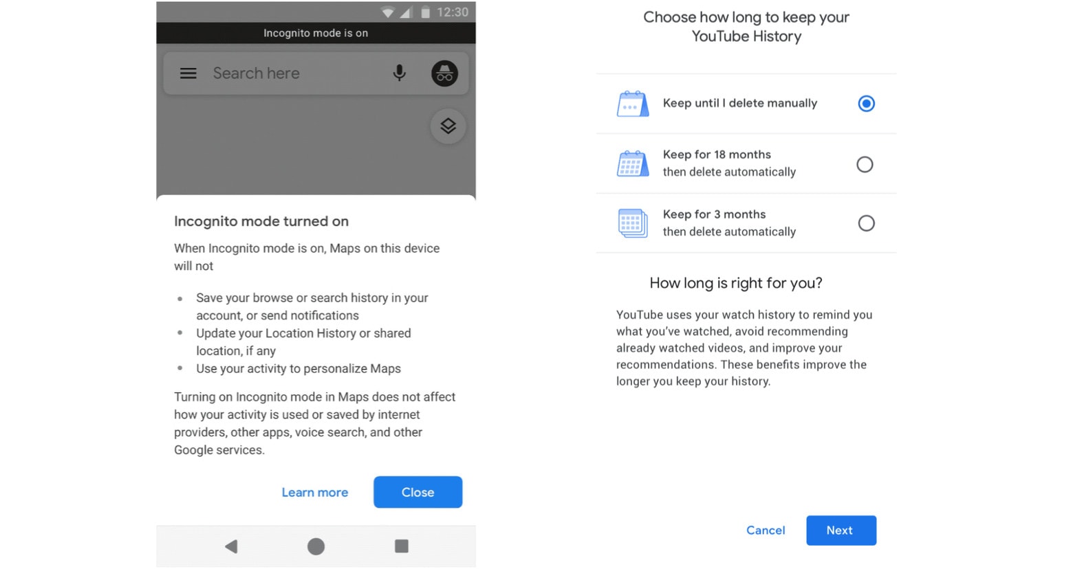 Google Maps and YouTube privacy tools