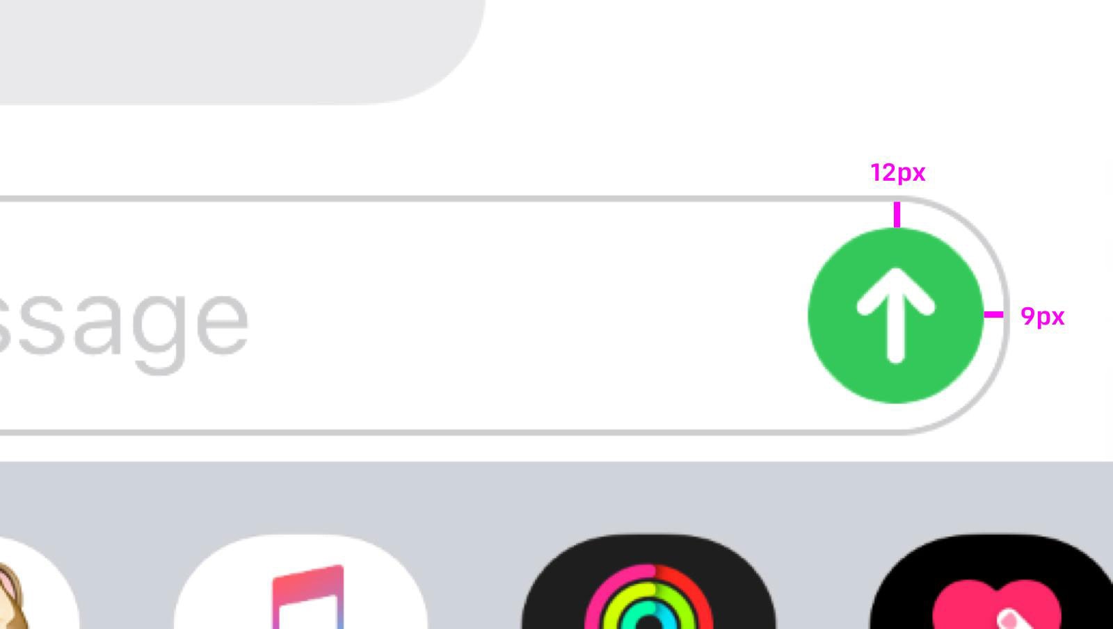 the send key on messaging is off by a few pixels