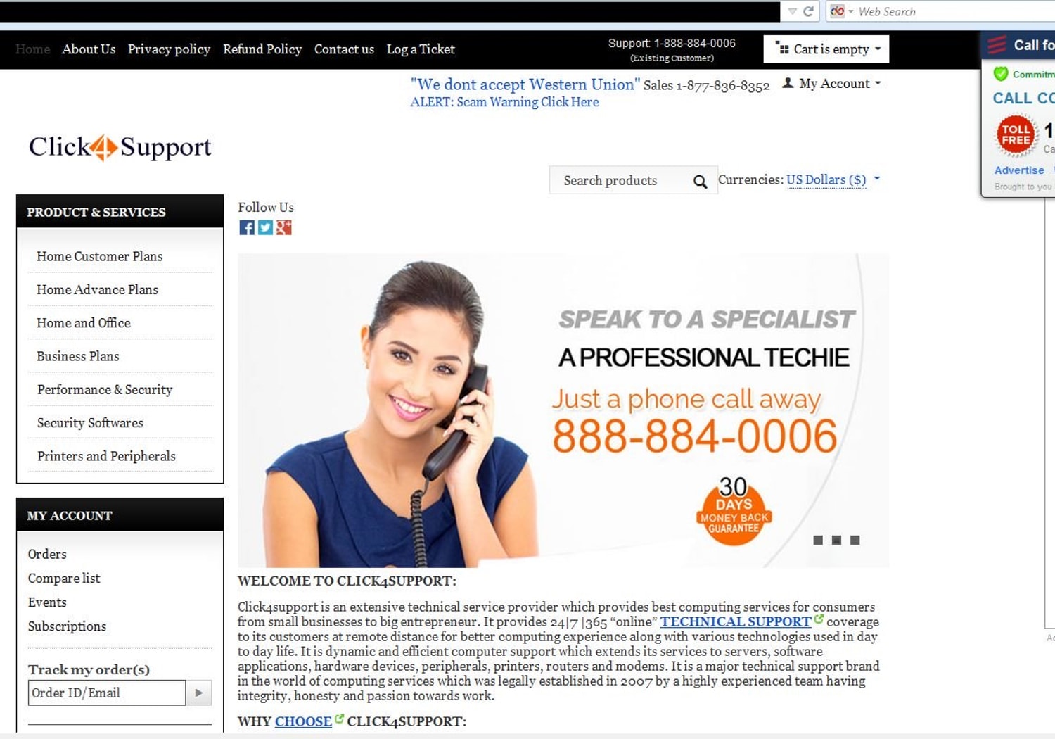 Click4Support website image