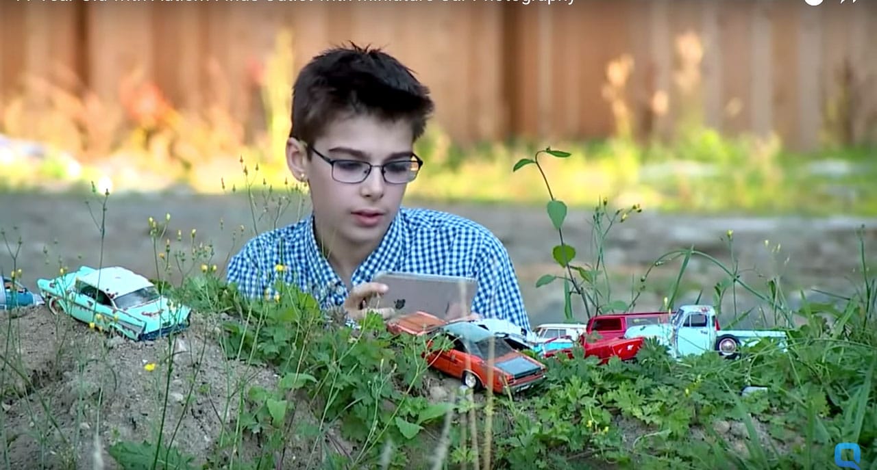 Anthony Schmidt shooting toys cars with iPhone