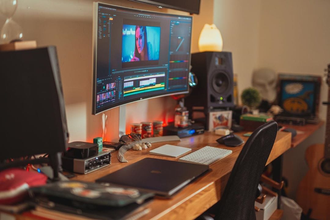 LG curved monitor dominates this wfh setup