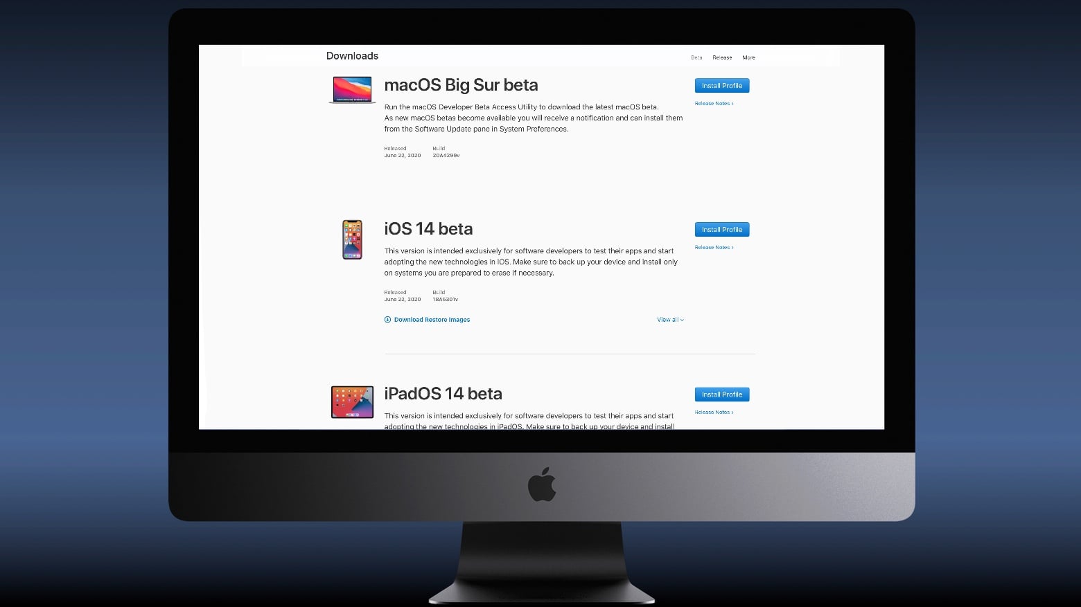 First betas of iOS 14, iPadOS 14, macOS Big Sur and more all debuted Monday.