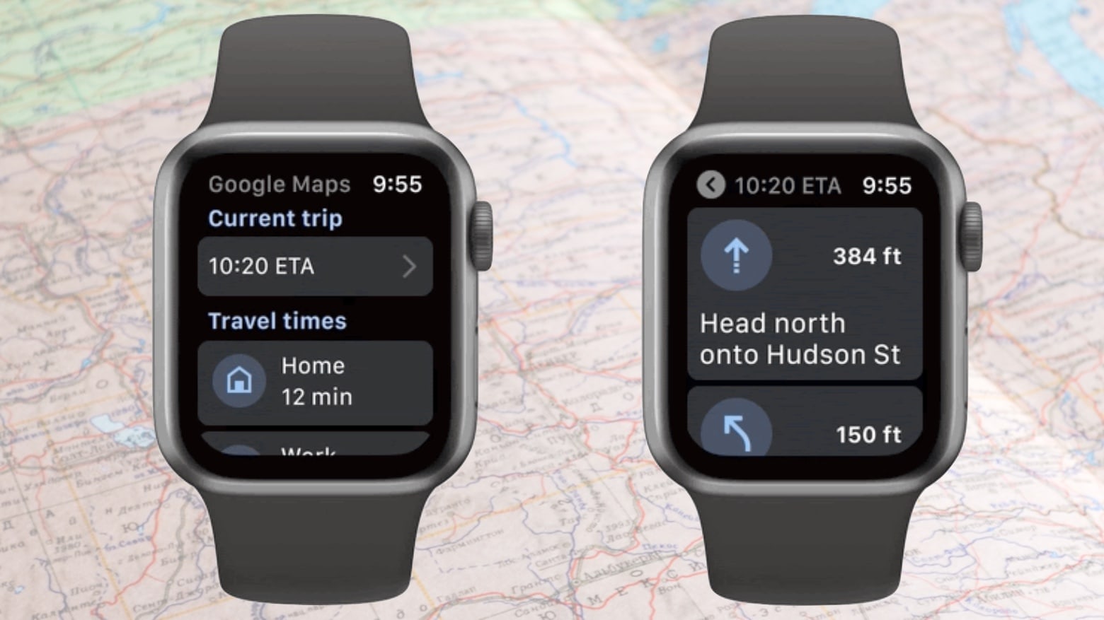 Google Maps on an Apple Watch