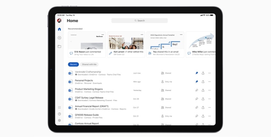 Microsoft Powerpoint for iPad has a new home screen.