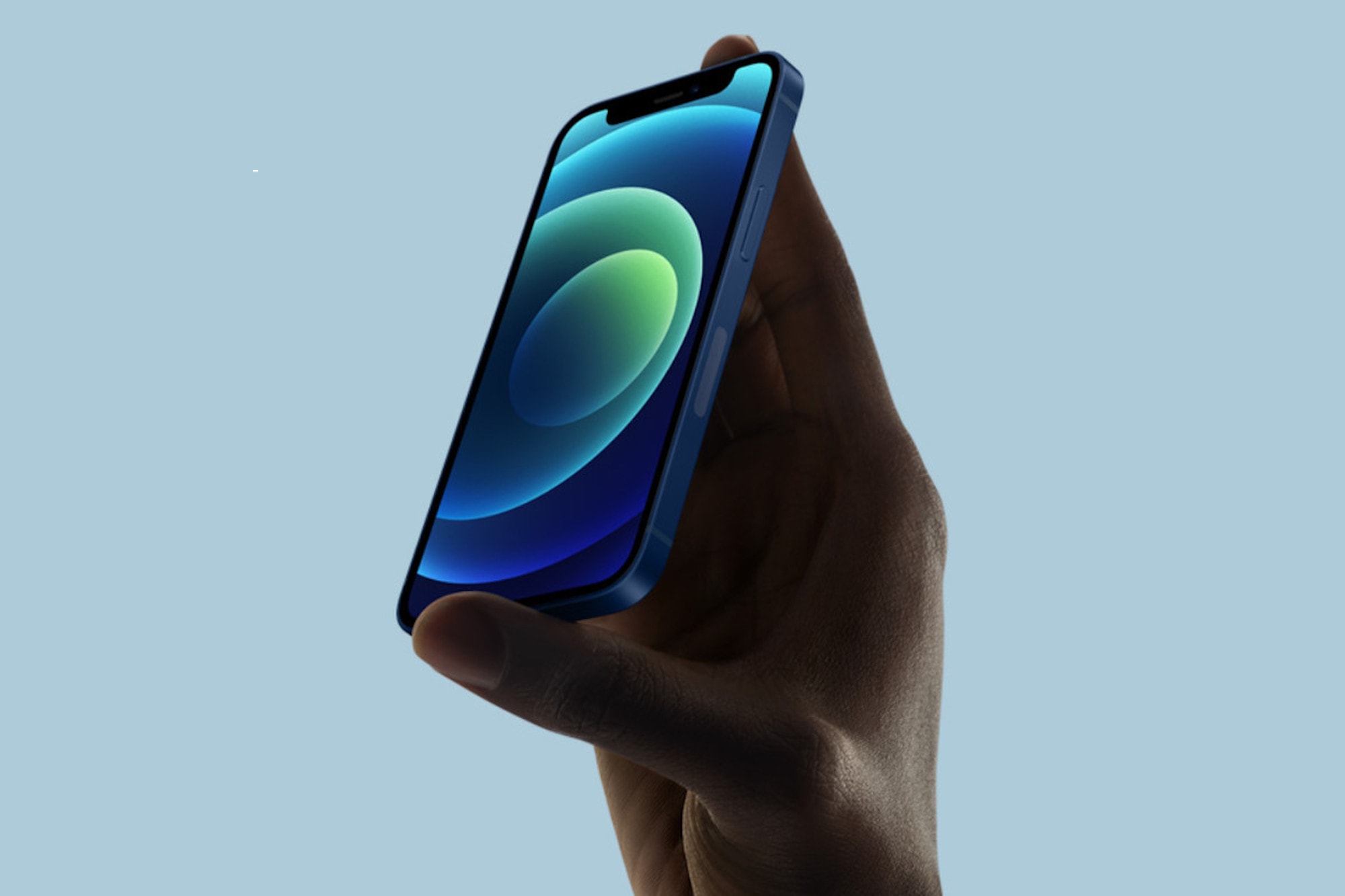 iPhone 12 mini held up