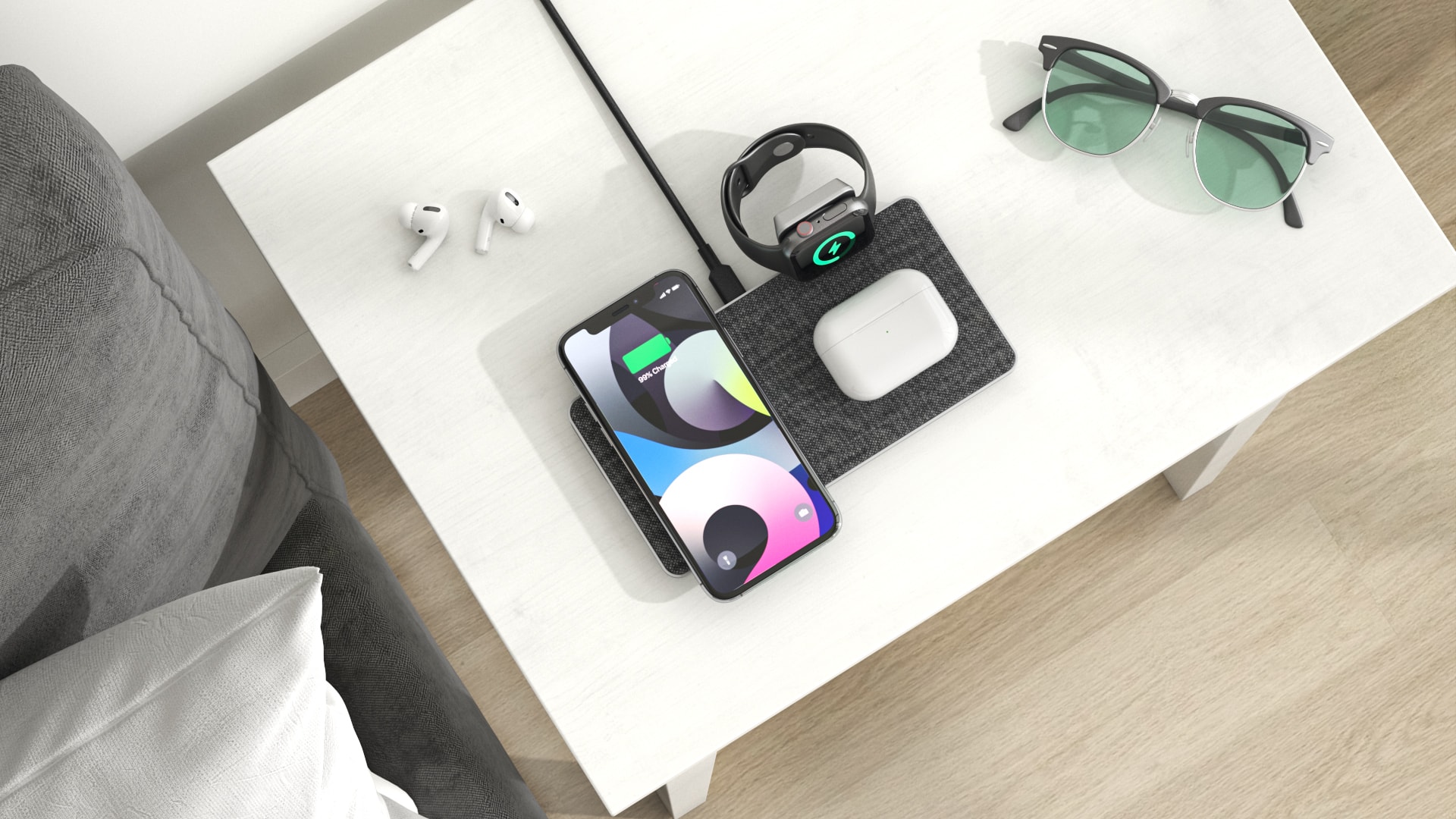 The Alogic Ultra Power 4-in-1 Wireless Charging Dock powers your iPhone, Airpods, Apple Watch and more.