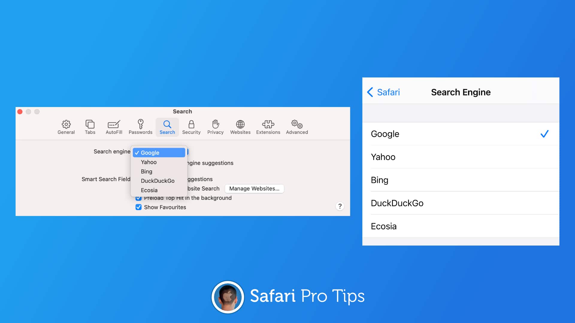 Change default search engine in Safari