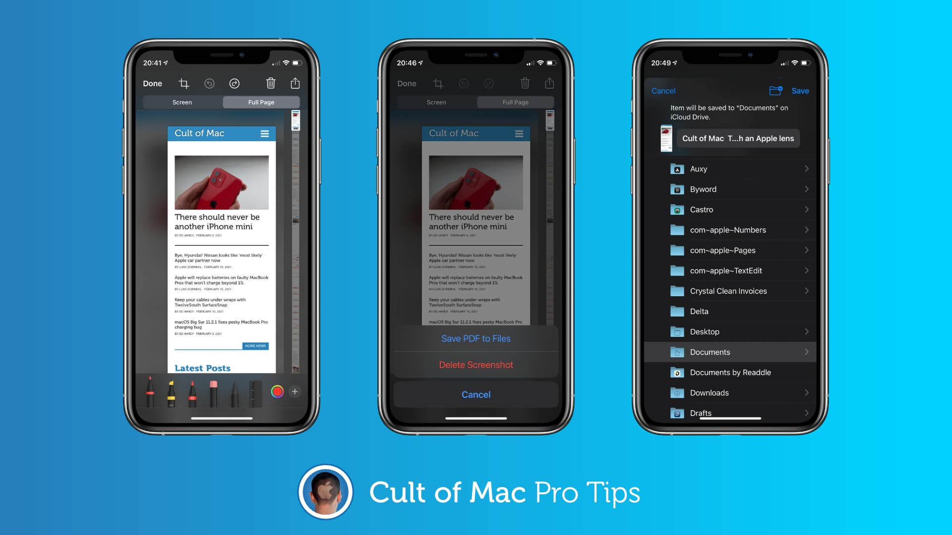 Capture webpage screenshots iPhone