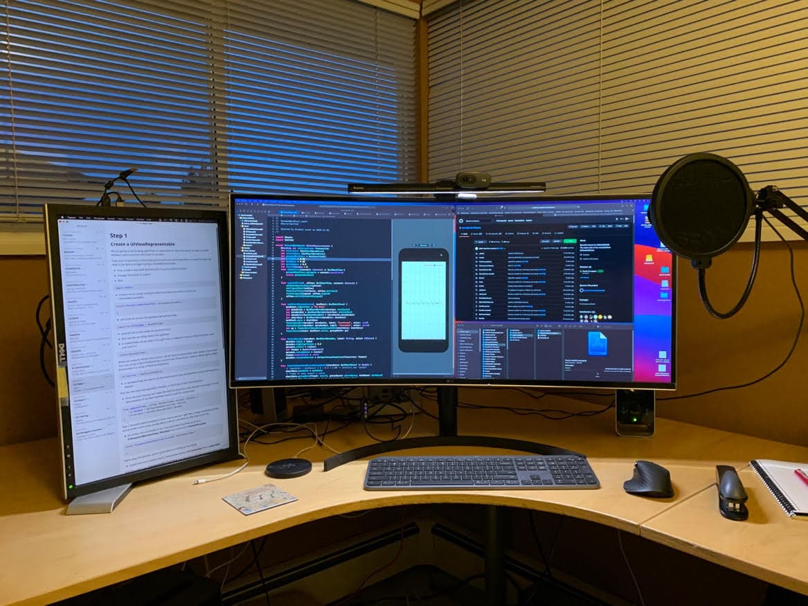 Lynch's nice, neat setup helps with iOS development and YouTube content creation.