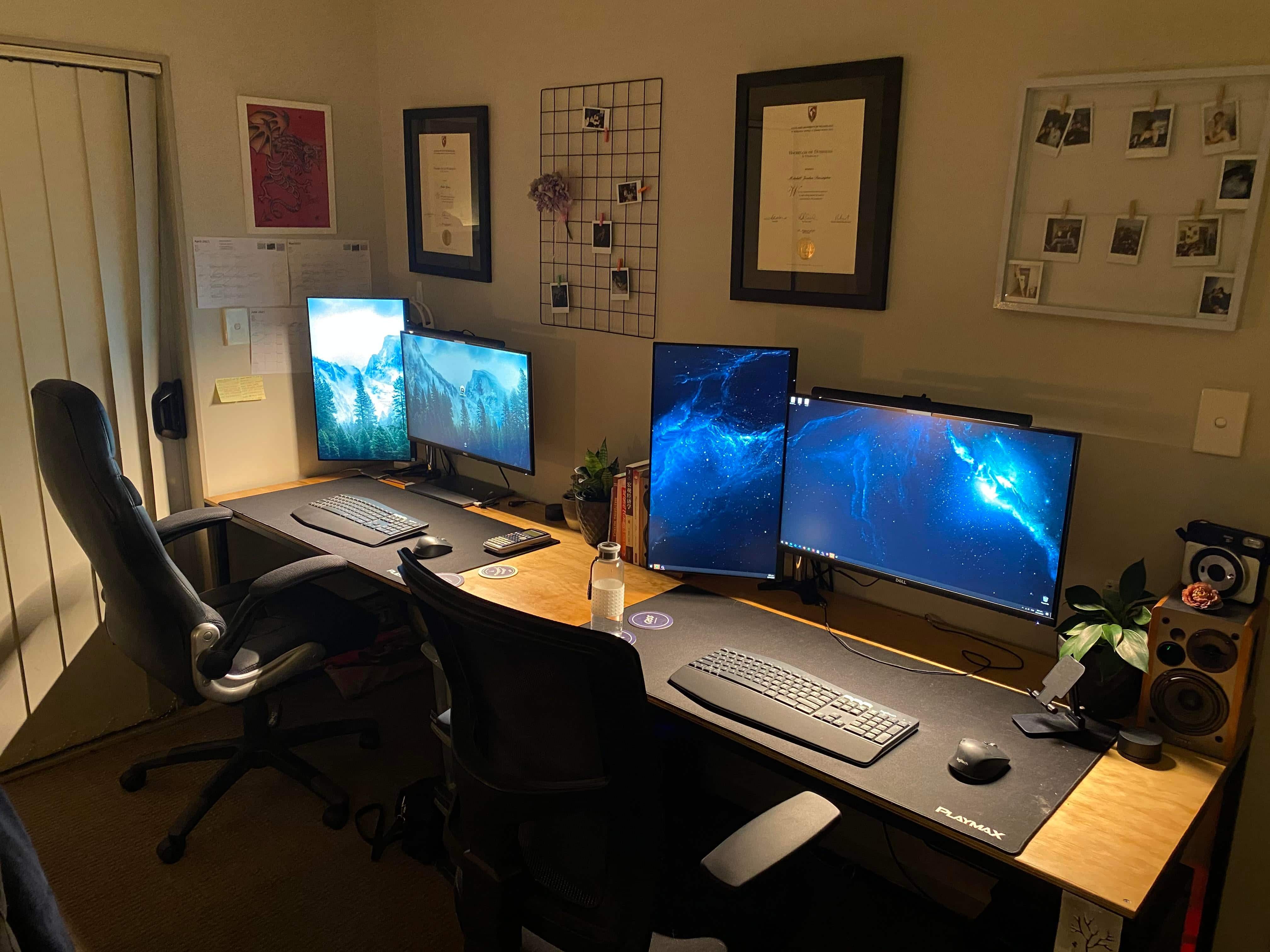 Harmonious his-and-hers setups? Aww.