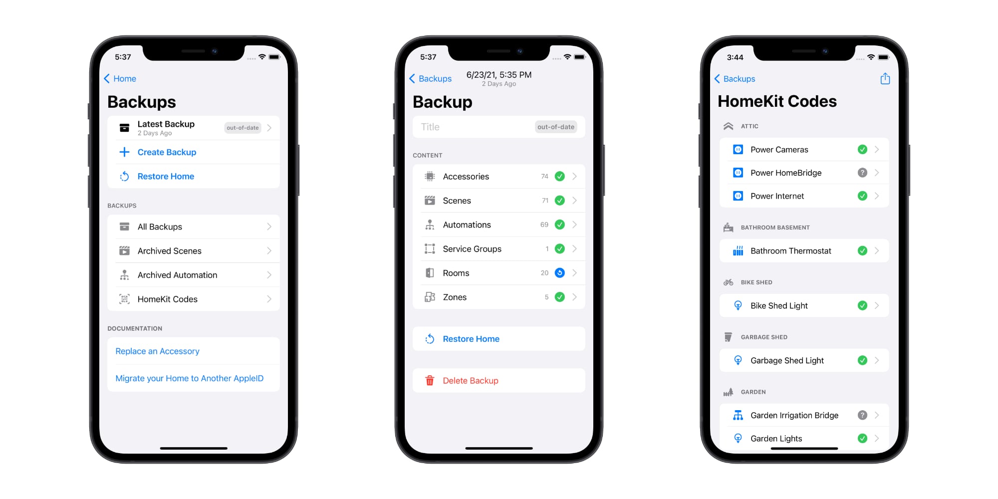 Controller for HomeKit 5.4 lets you back up your database, store codes and more.