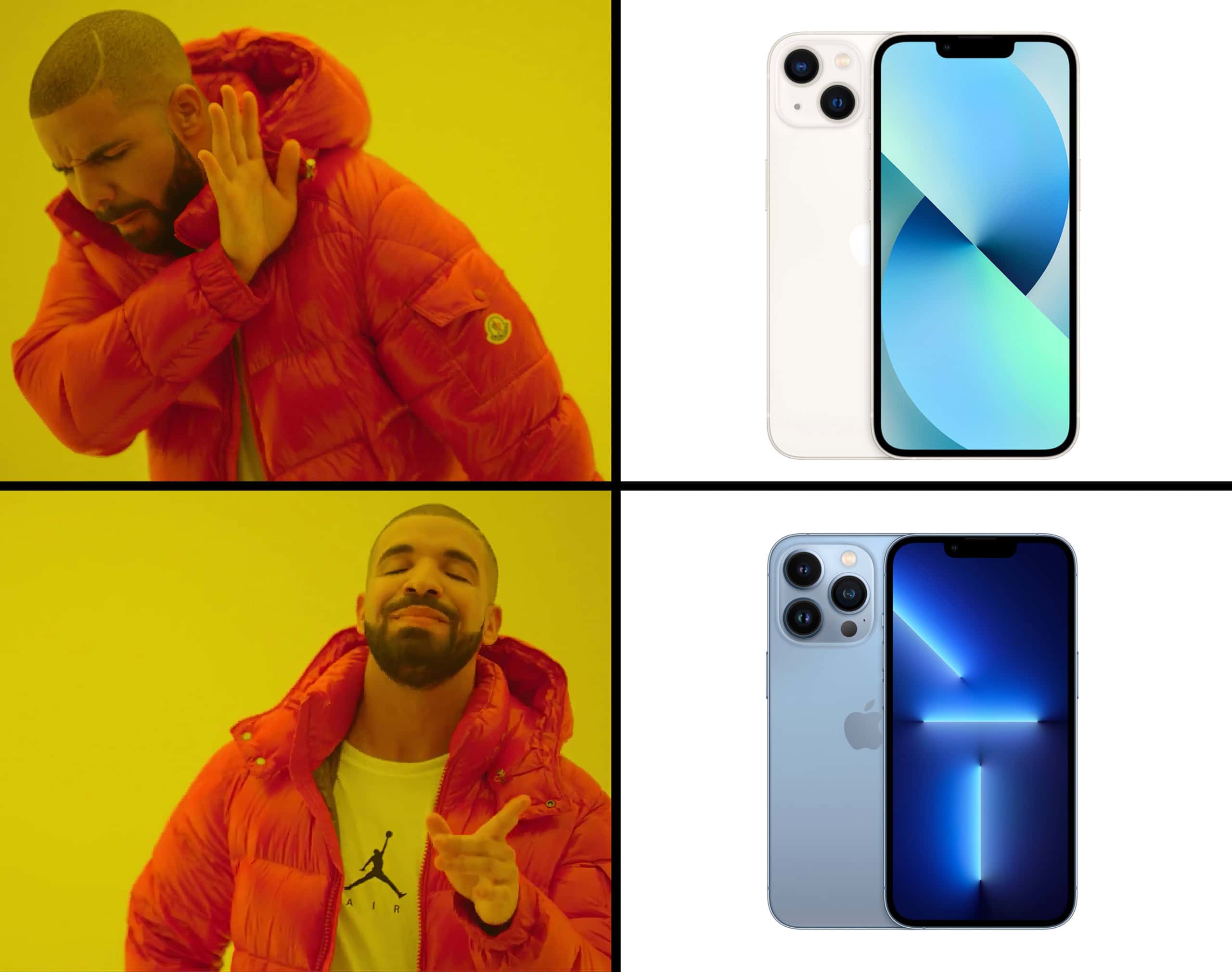 Drake iPhone 13 Pro meme
