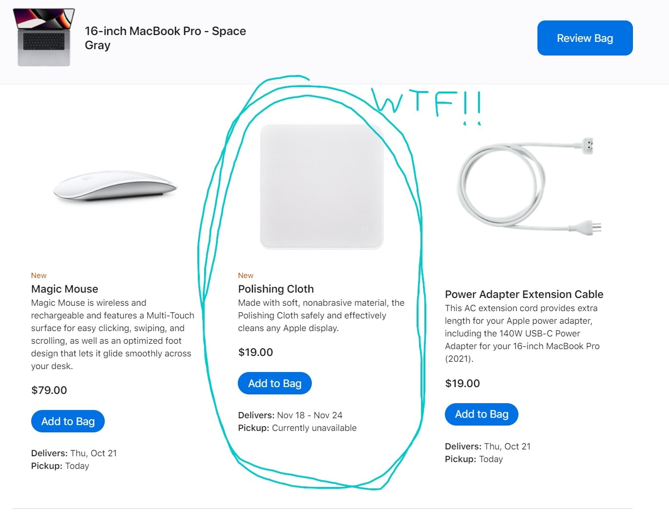 Apple Polishing Cloth sherlocks CultCloth. I did not expect to see this new product in Apple's online store.