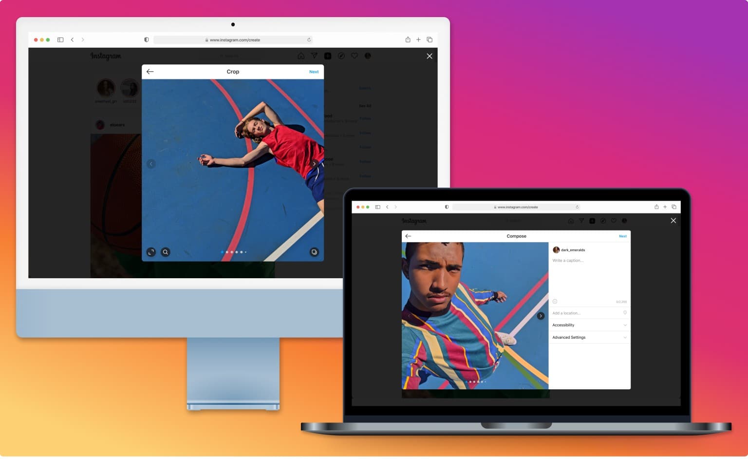 Instagram uploading on the desktop