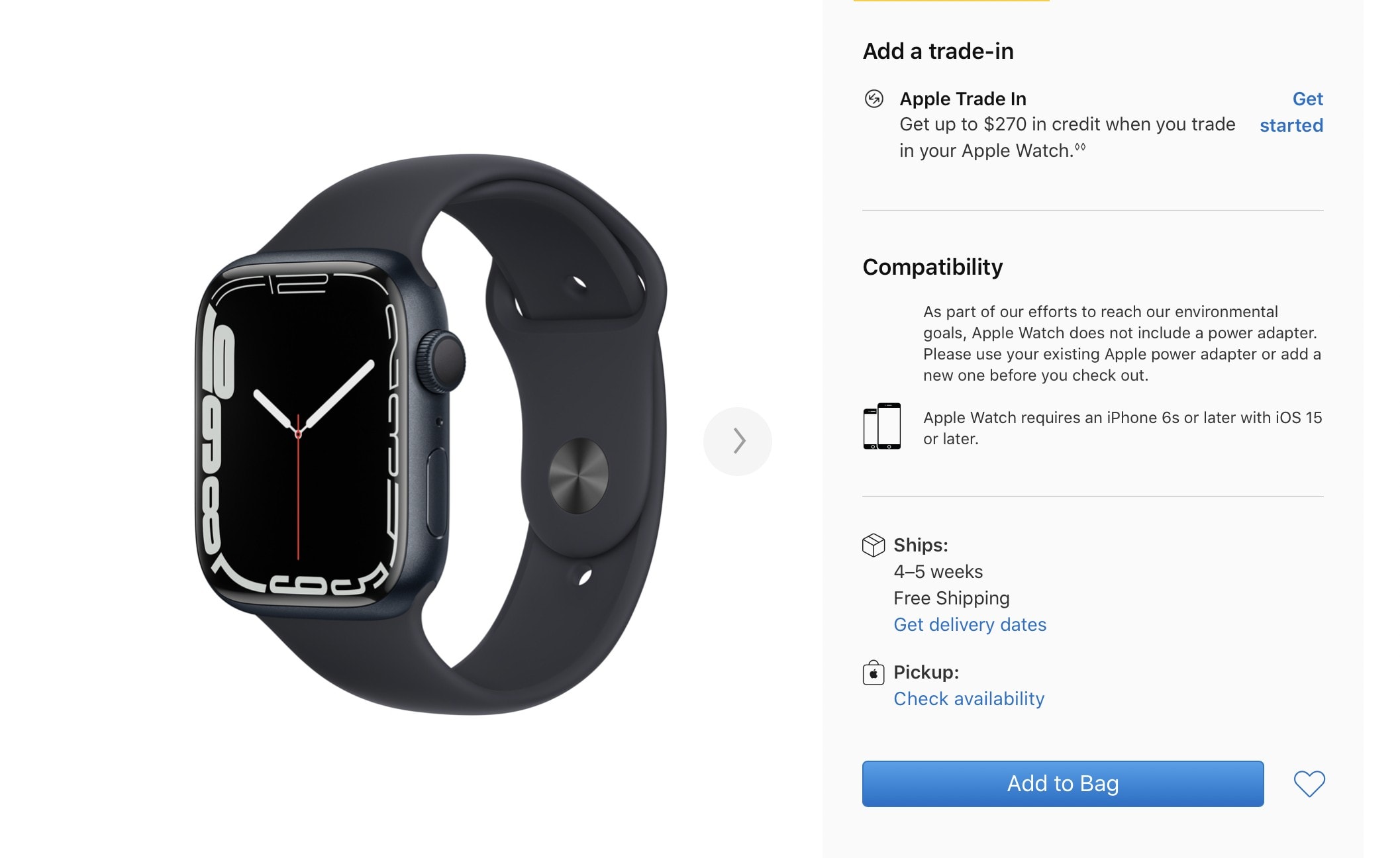 Apple Watch Series 7 shipping dates