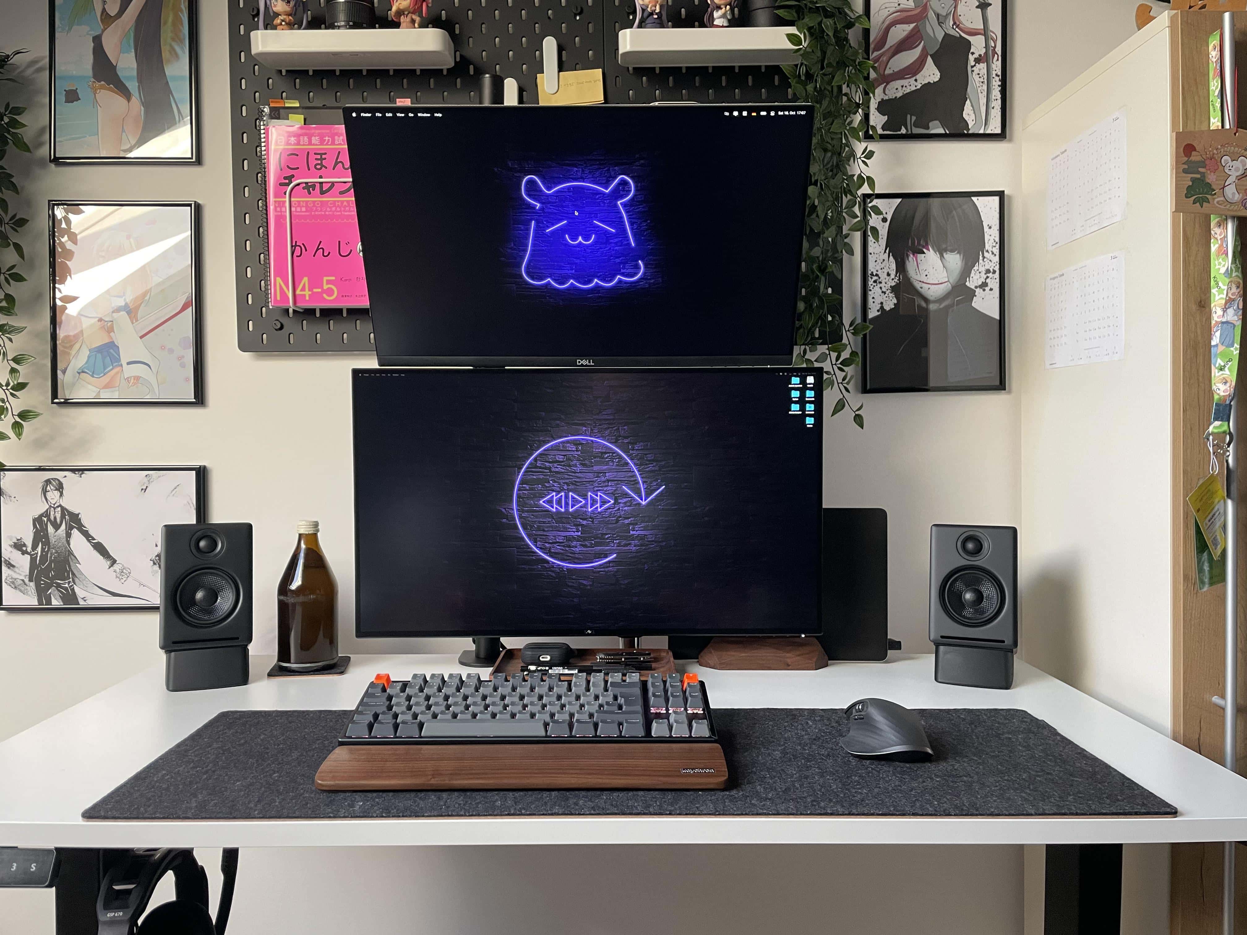 People wonder why one monitor isn't set vertically (portrait) rather than way up high. Well, there's a reason for that.