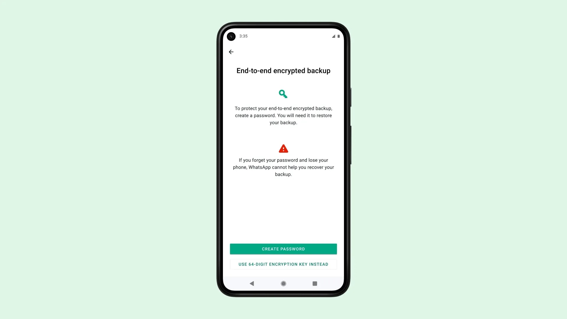 WhatsApp encrypted chat backup