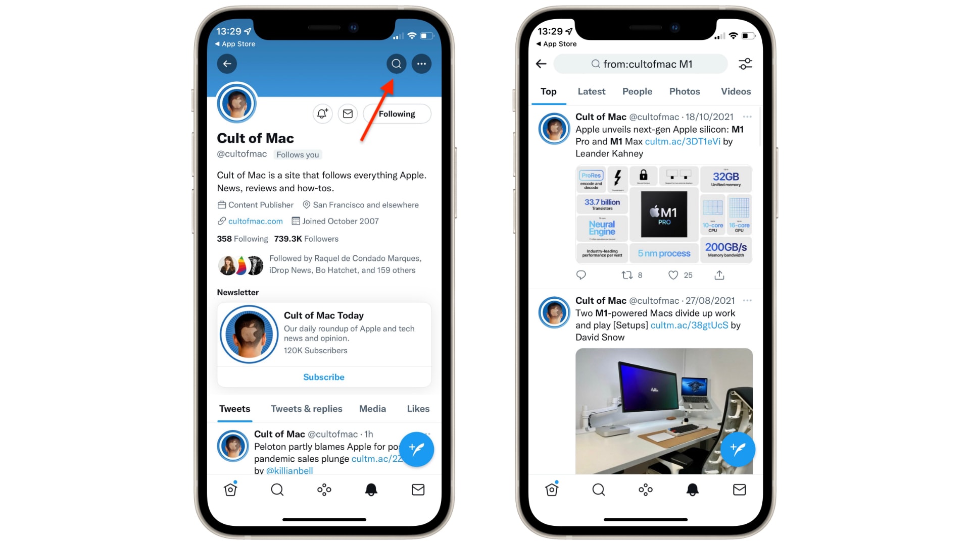 Twitter profile search iPhone