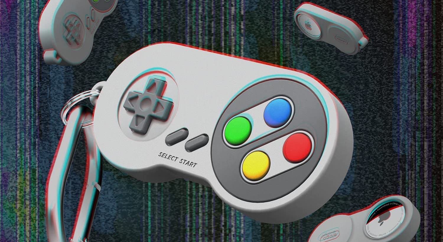 Elago's new AirTag keychain case looks like a classic Nintendo gaming console.